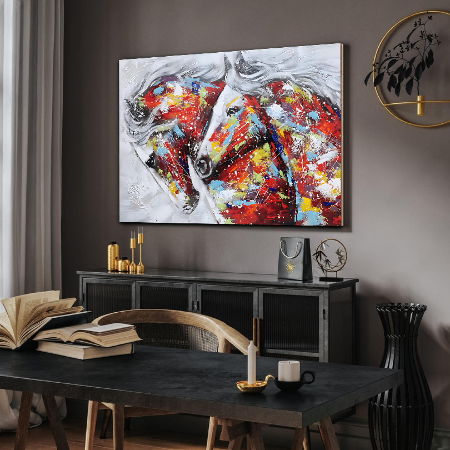 Horses Couple Paint Art Luxury Wall Painting
