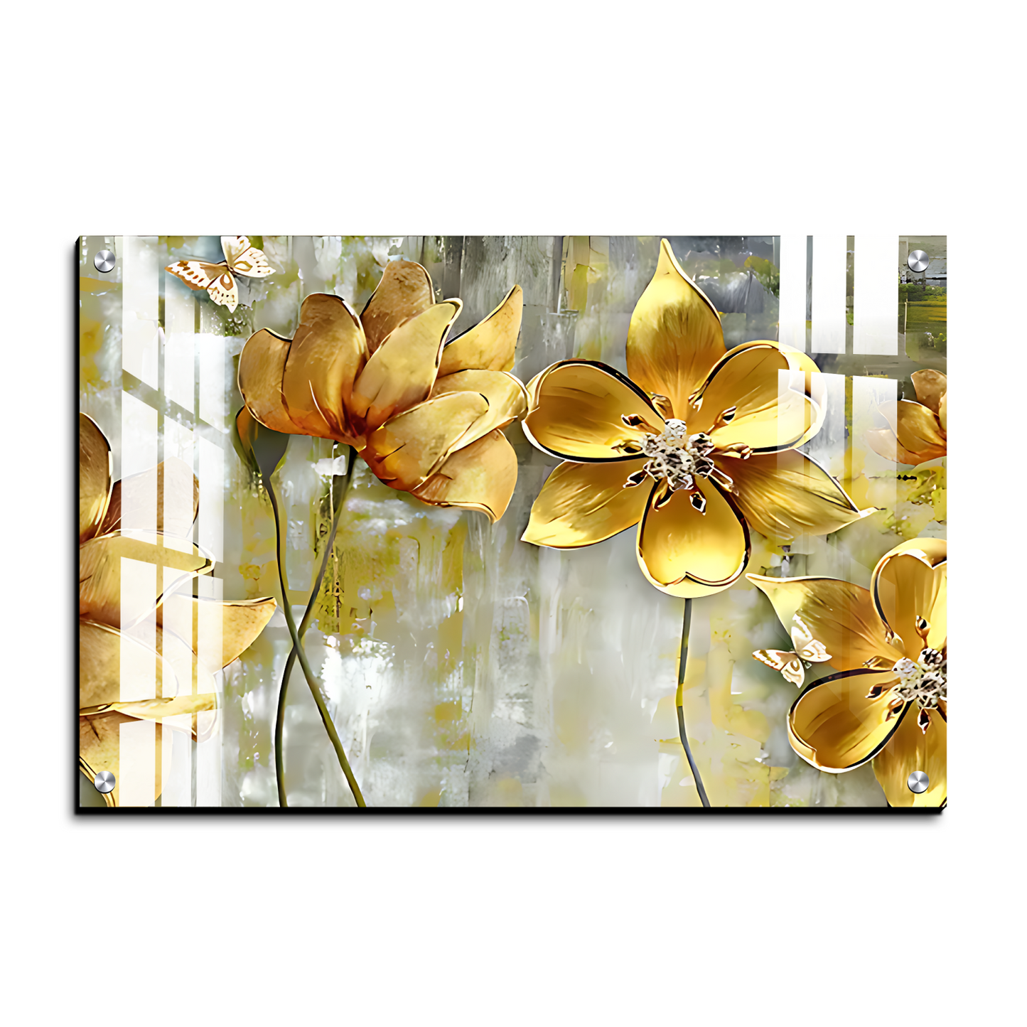 Flowers 3D Gold Art Luxury Wall Painting