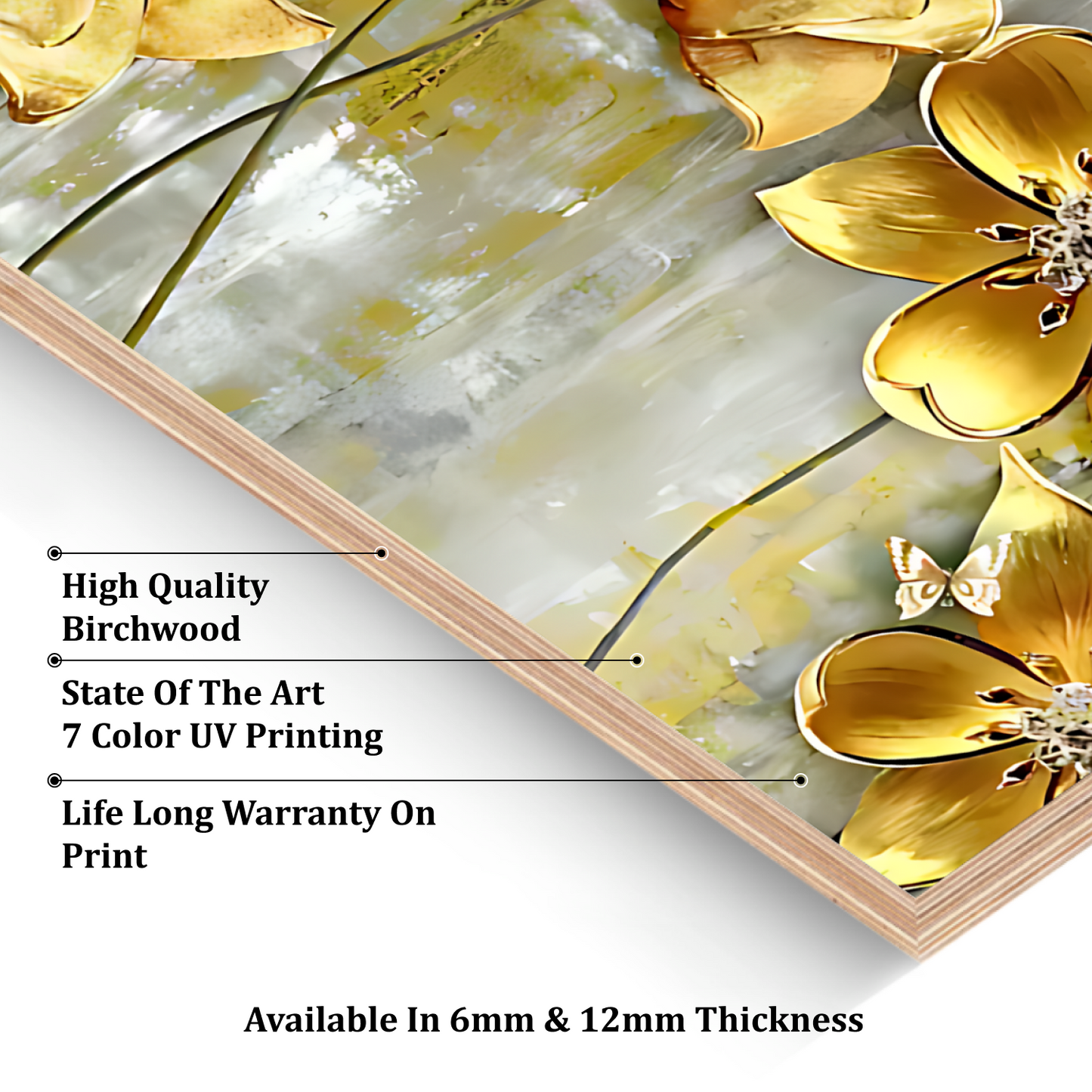 Flowers 3D Gold Art Luxury Wall Painting