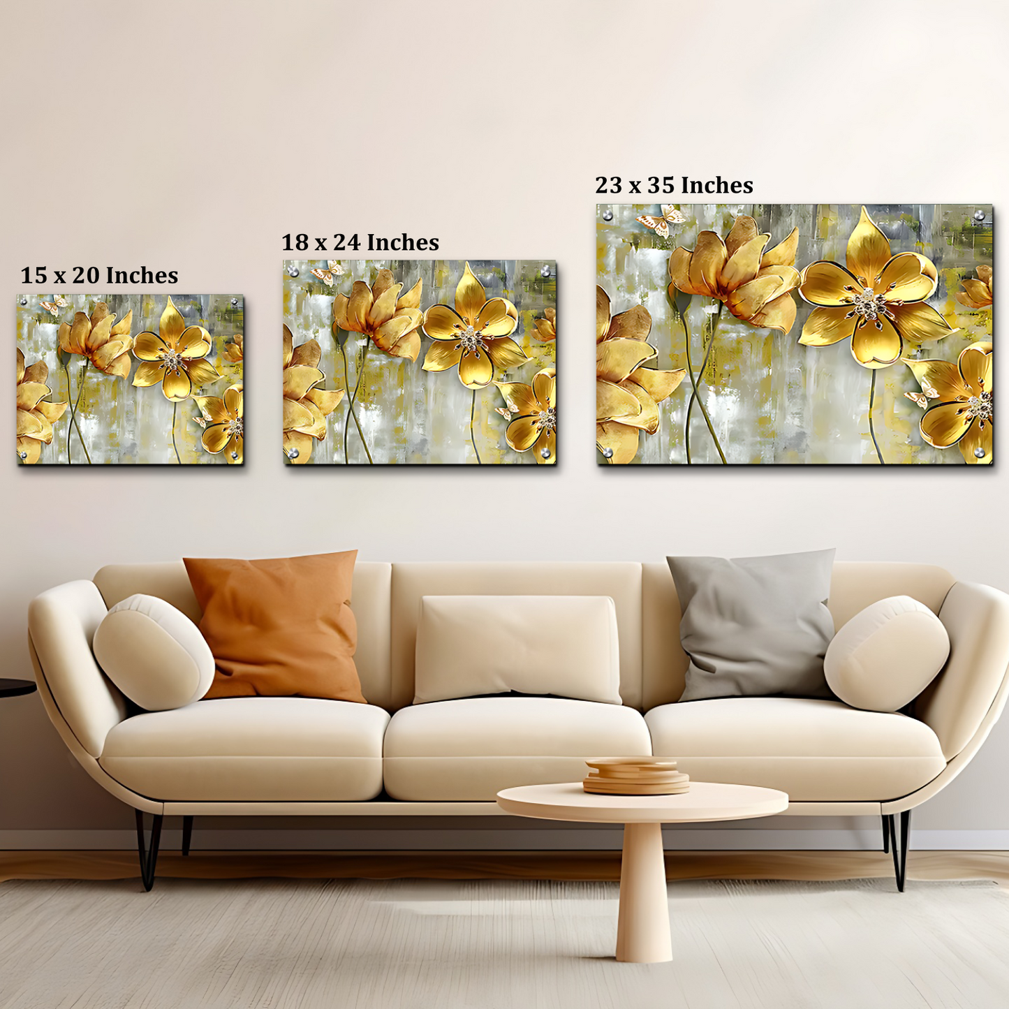 Flowers 3D Gold Art Luxury Wall Painting