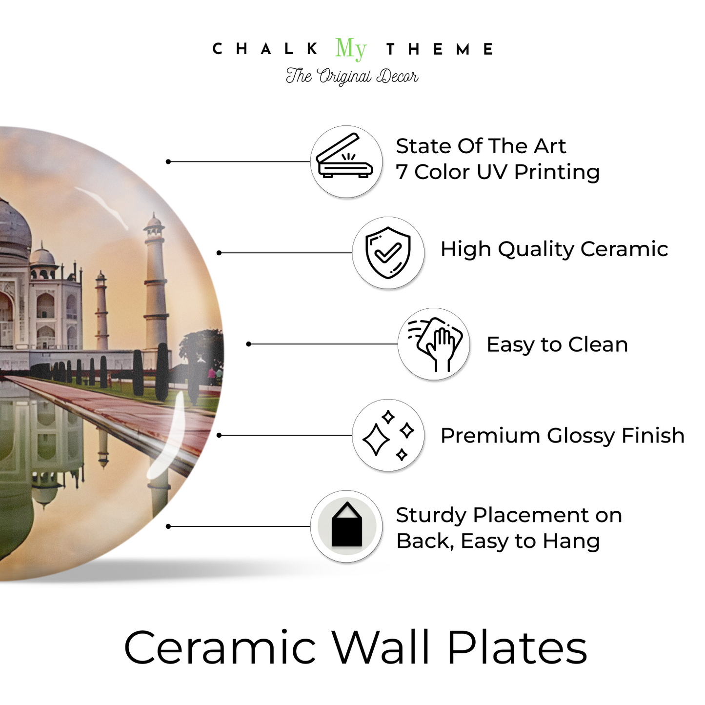 Taj Mahal ceramic wall hanging plates