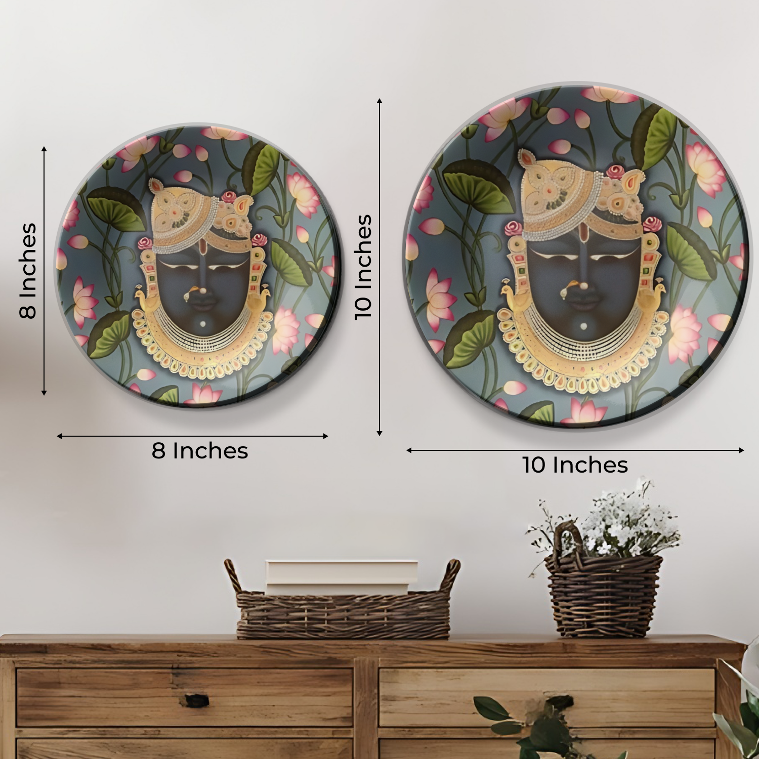 shrinathji god wall decor ceramic plates