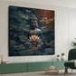 Buddha Meditating in Dark Wood Print Wooden Wall Tiles Set
