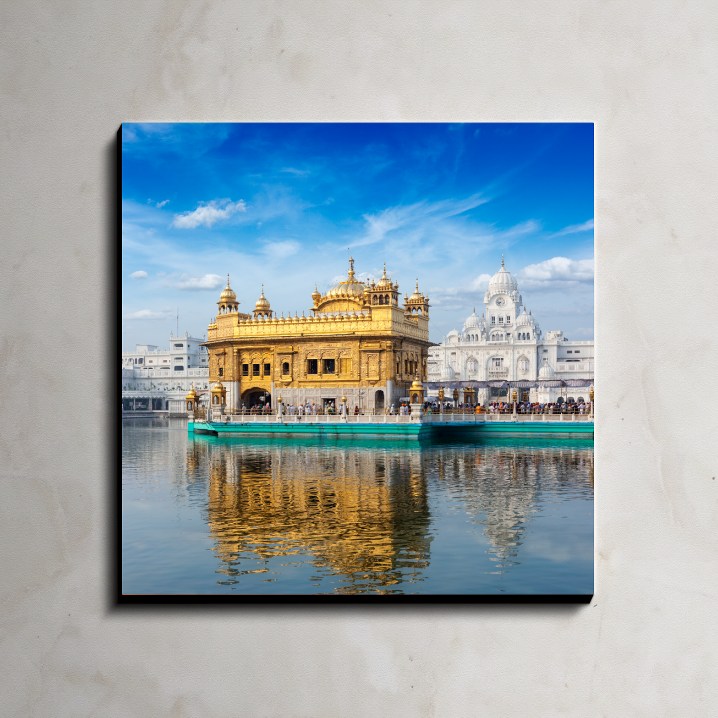 Golden Temple Square Wood Print Wall Art
