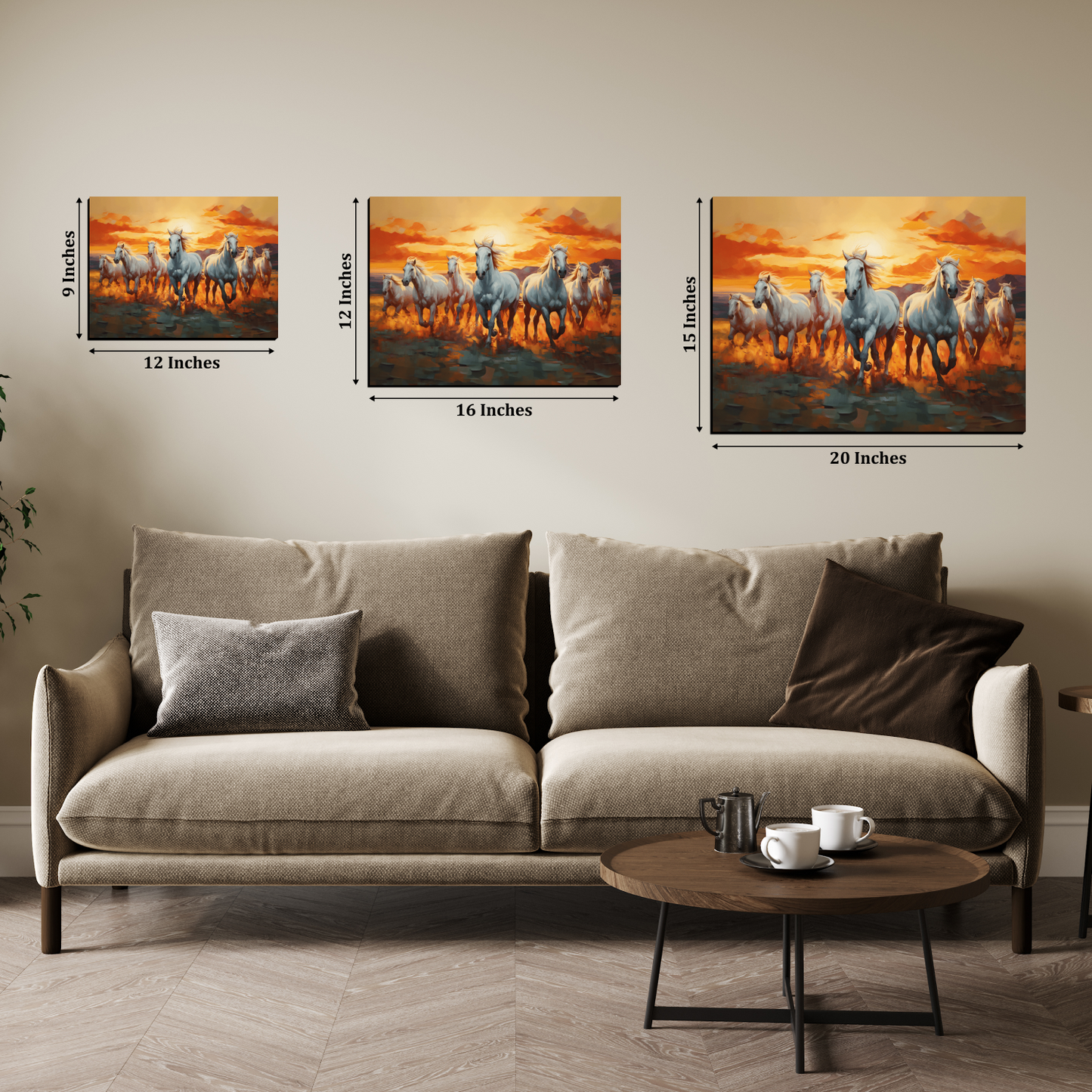 Seven White Horses Running Wood Print Wall Art