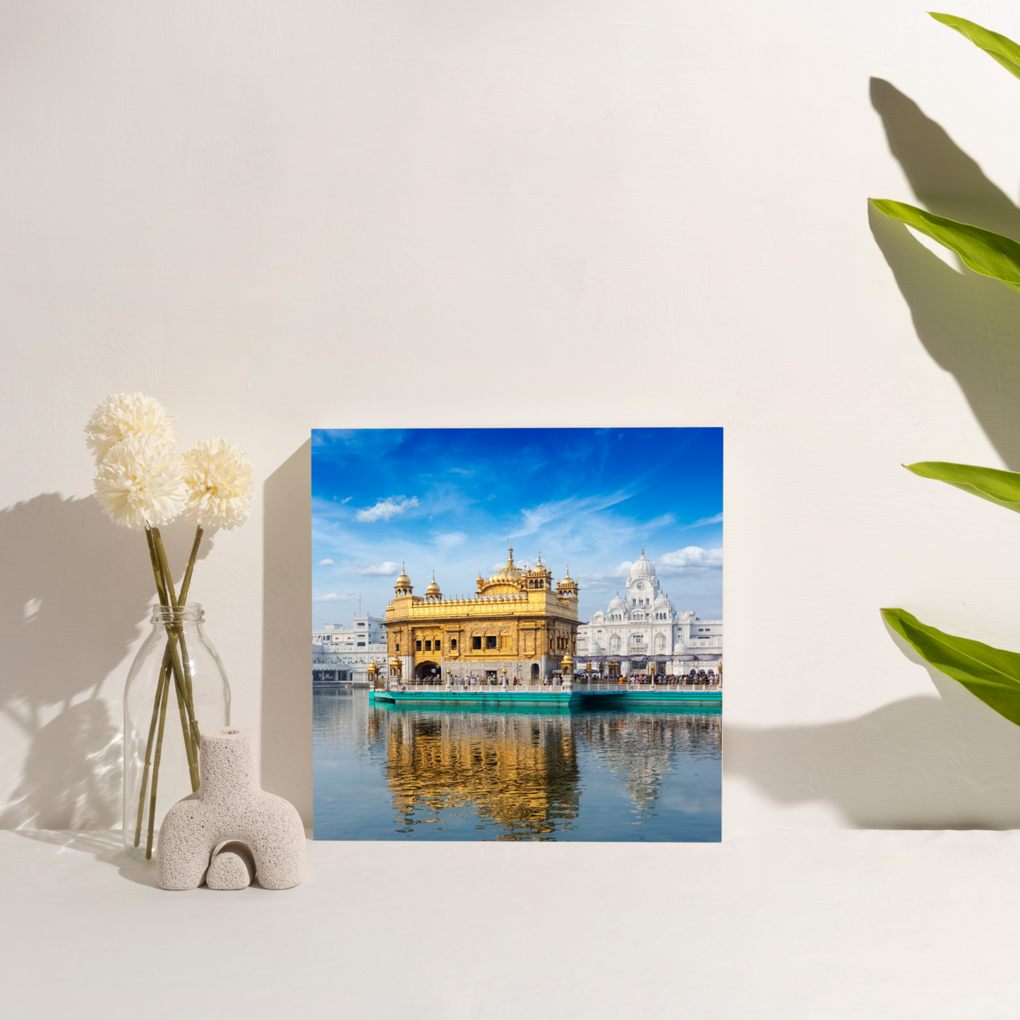 Golden Temple Square Wood Print Wall Art