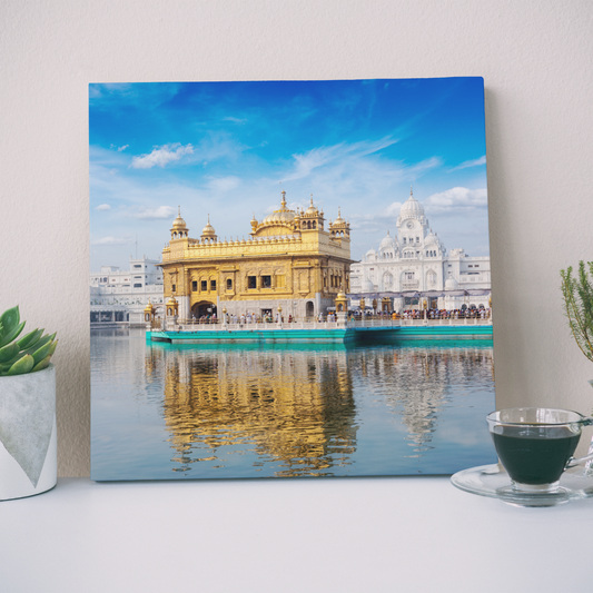 Golden Temple Square Wood Print Wall Art