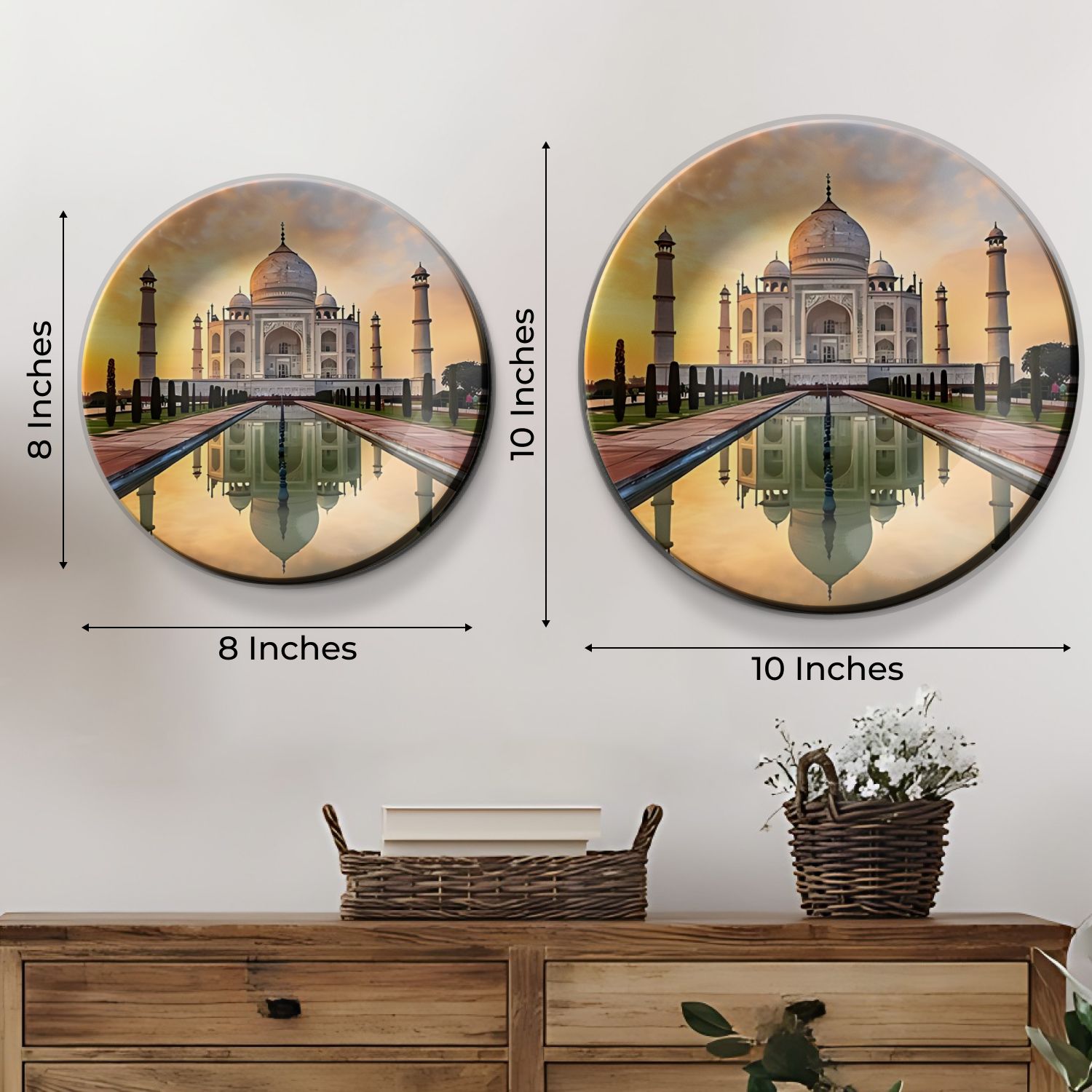 Elegant Set of 3 Indian Structure Taj Mahal and Royal Palace Wall Plates 