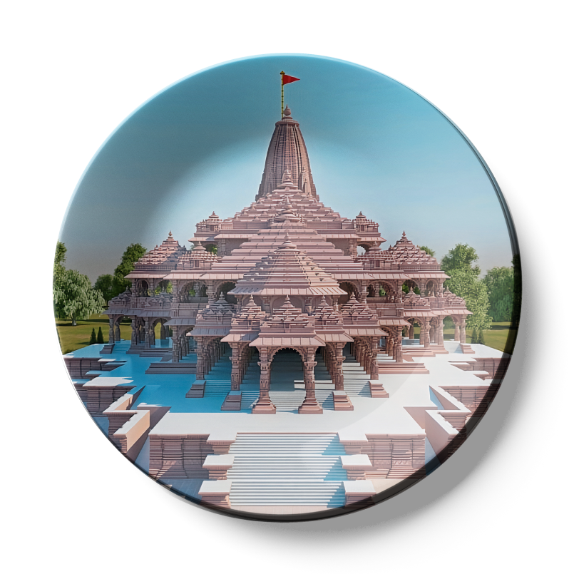 Shri Ram Ji Ayodhya Temple View From Front antique wall plates