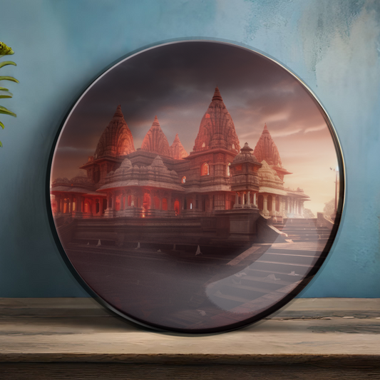 Spiritual wall plate featuring Shri Ram Ji and Ayodhya Temple