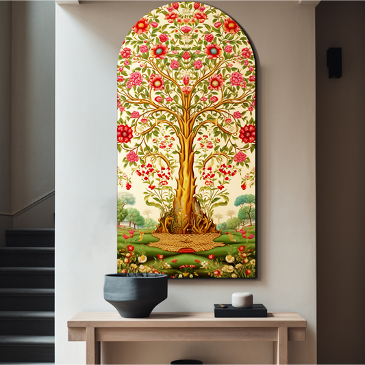Tree Of Life Arch Shape Luxurious Wood Print Wall Art