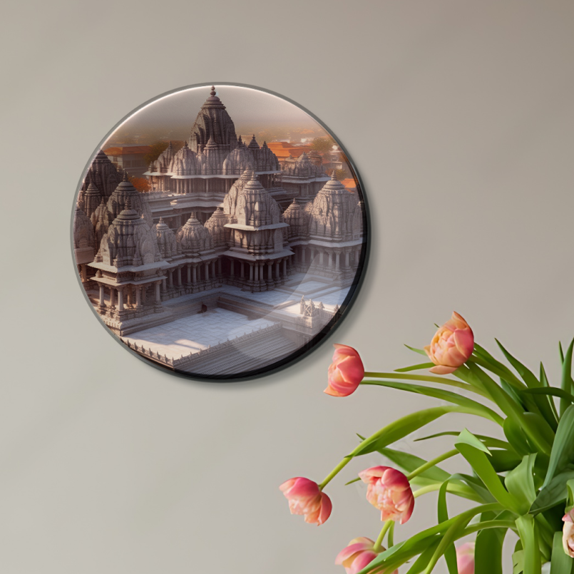 Shri Ram Ji Ayodhya Temple View From Top Ceramic Wall Plate Home Décor