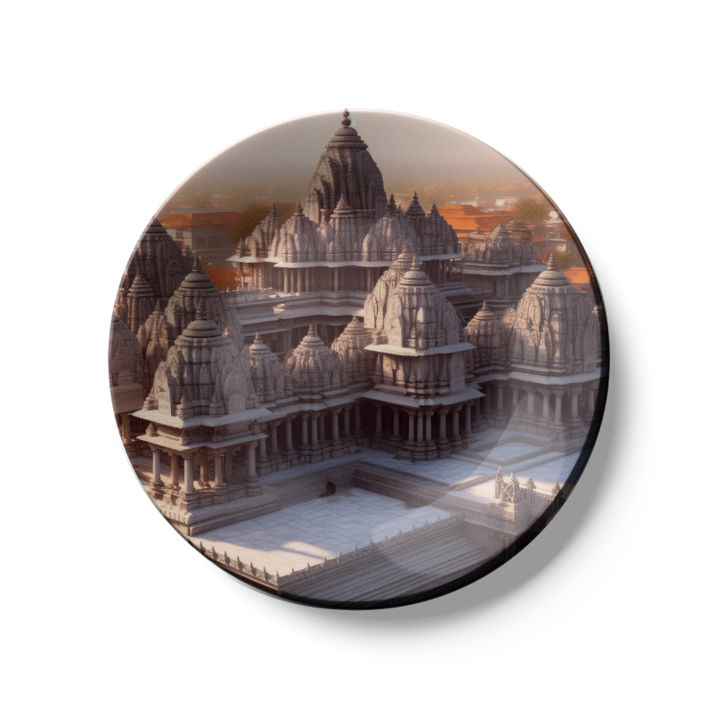 modern decorative Shri Ram Ji Ayodhya Temple ceramic wall plate for bussiness
