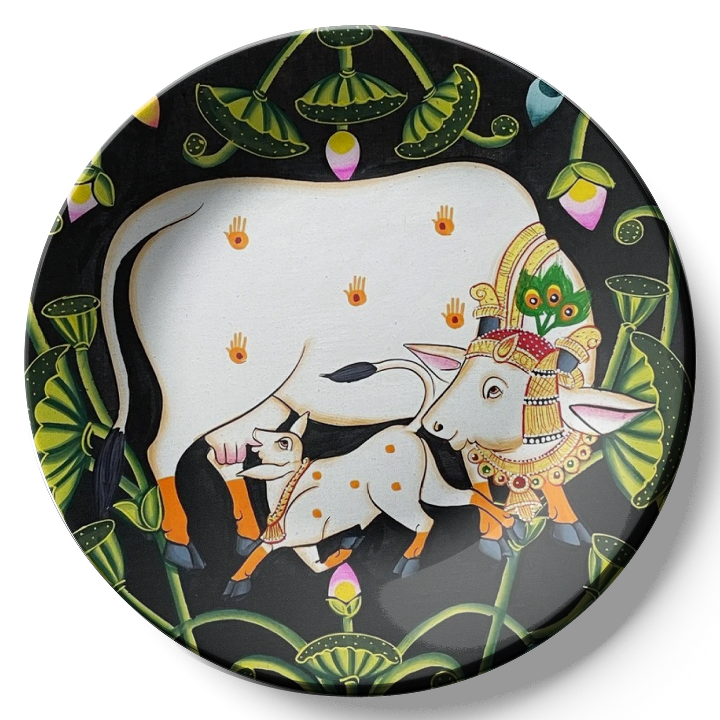 Heartwarming cow and calf art ceramic plates wall décor