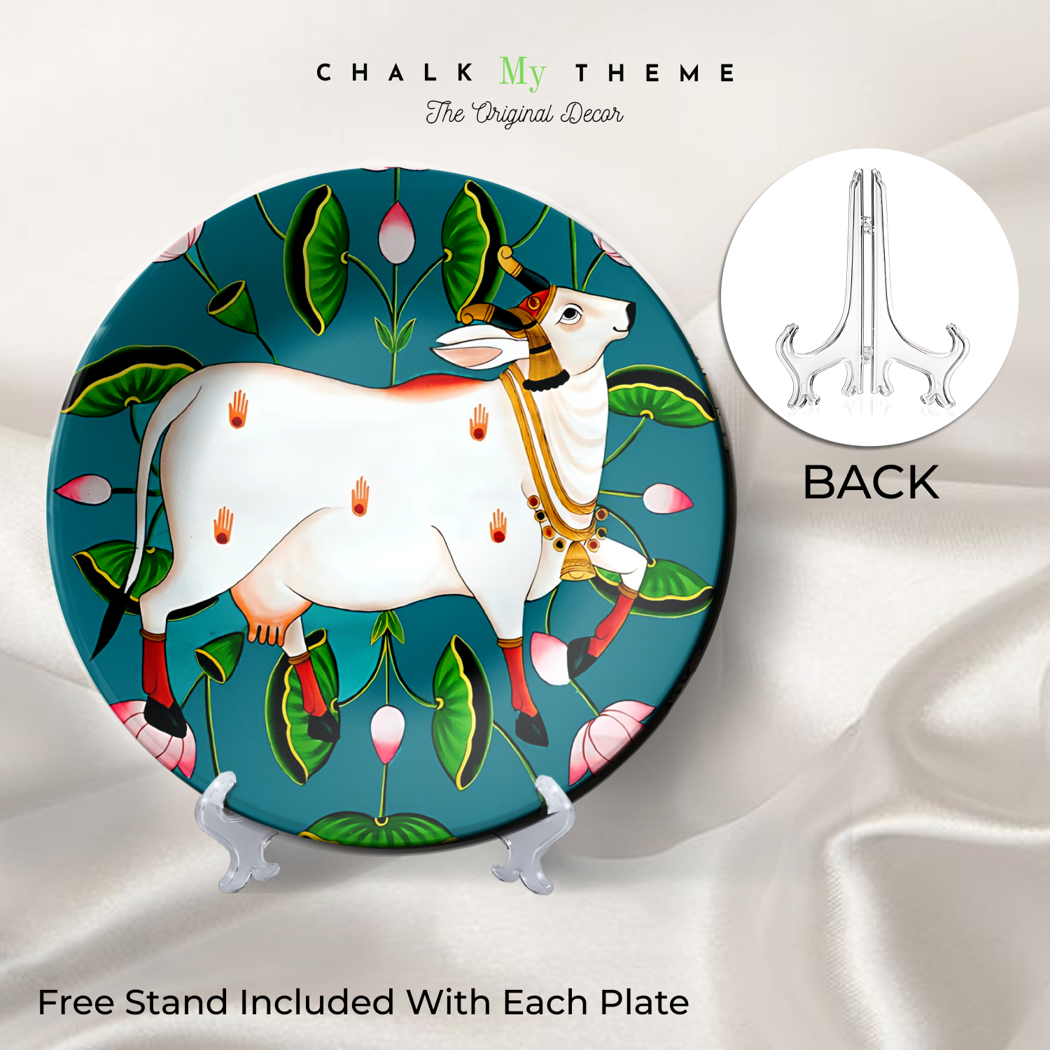indian cow traditional wall plates art