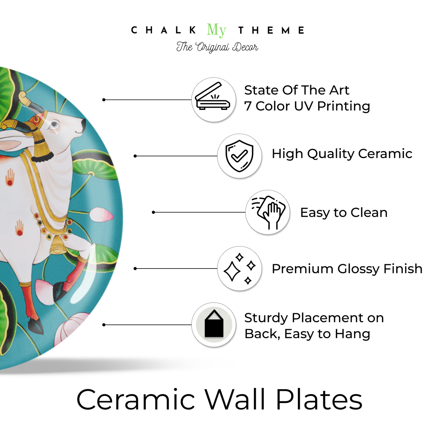  decorative ceramic cow pichwai wall plate art