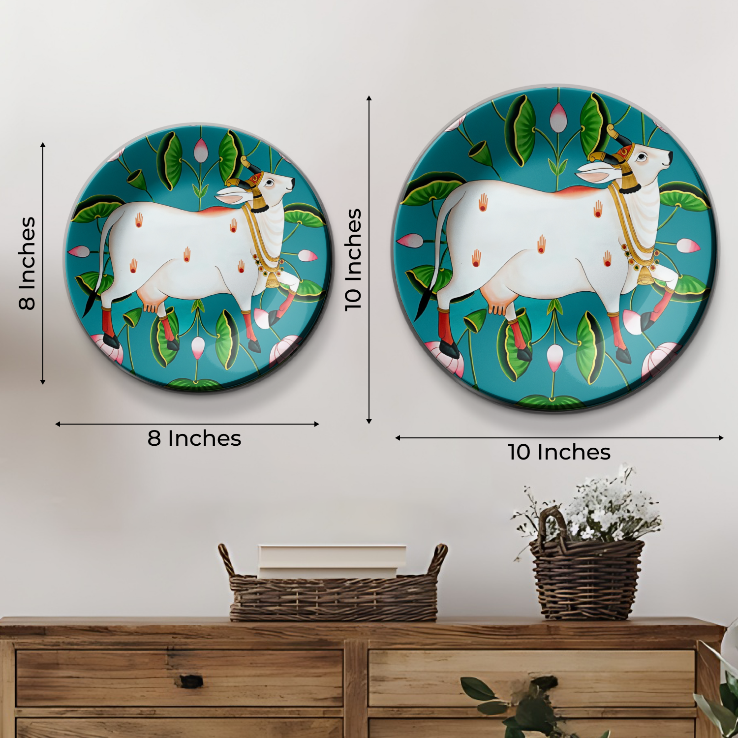 Religious Décor cow pichwai wall plates home decor