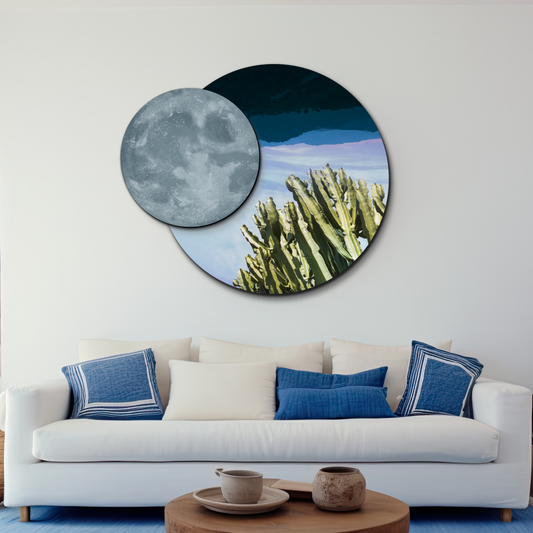 Sky and Earth Landscape Round Wood Print Wall Art