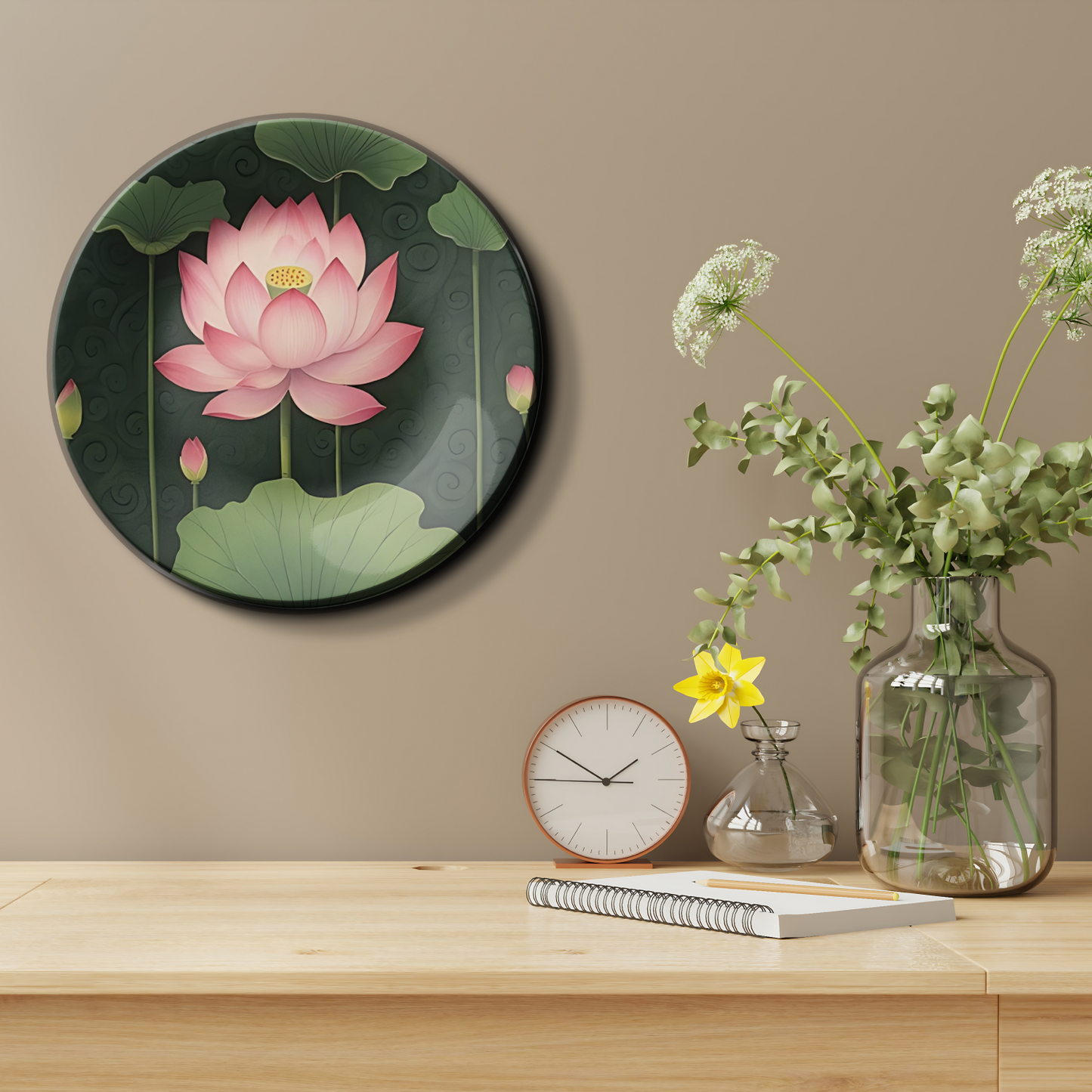 colorful pink lotus decorative wall plates