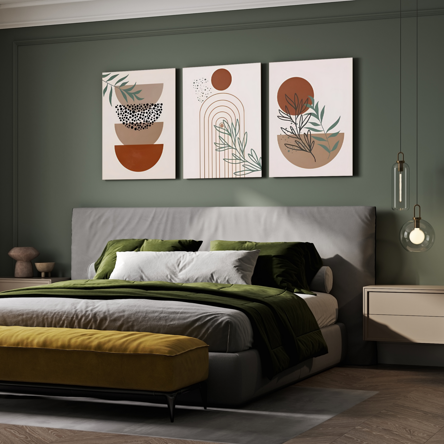Balancing Stone Boho Wood Print Wall Art Set of 3