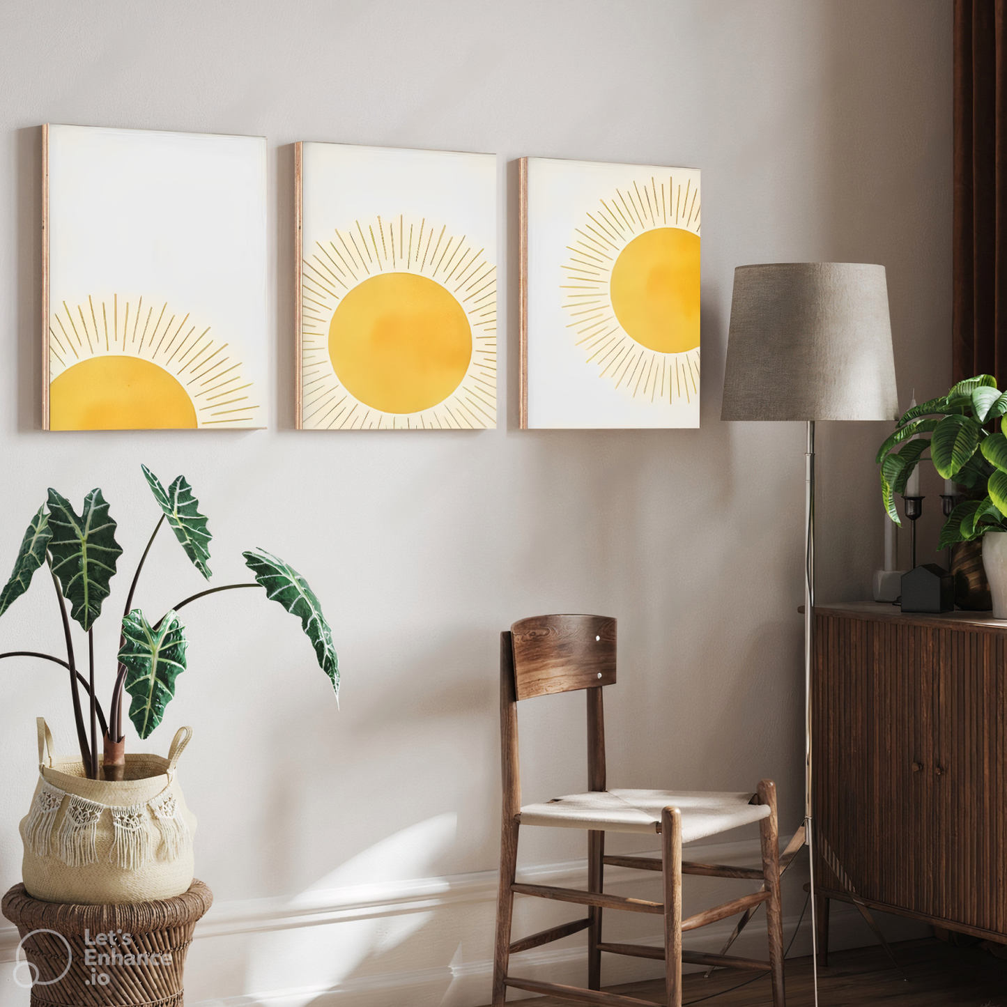 Sunrise Wood Print Wall Art Set of 3