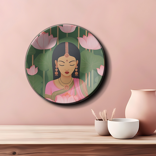 pink lotus ceramic  decorative plates to hang on wall