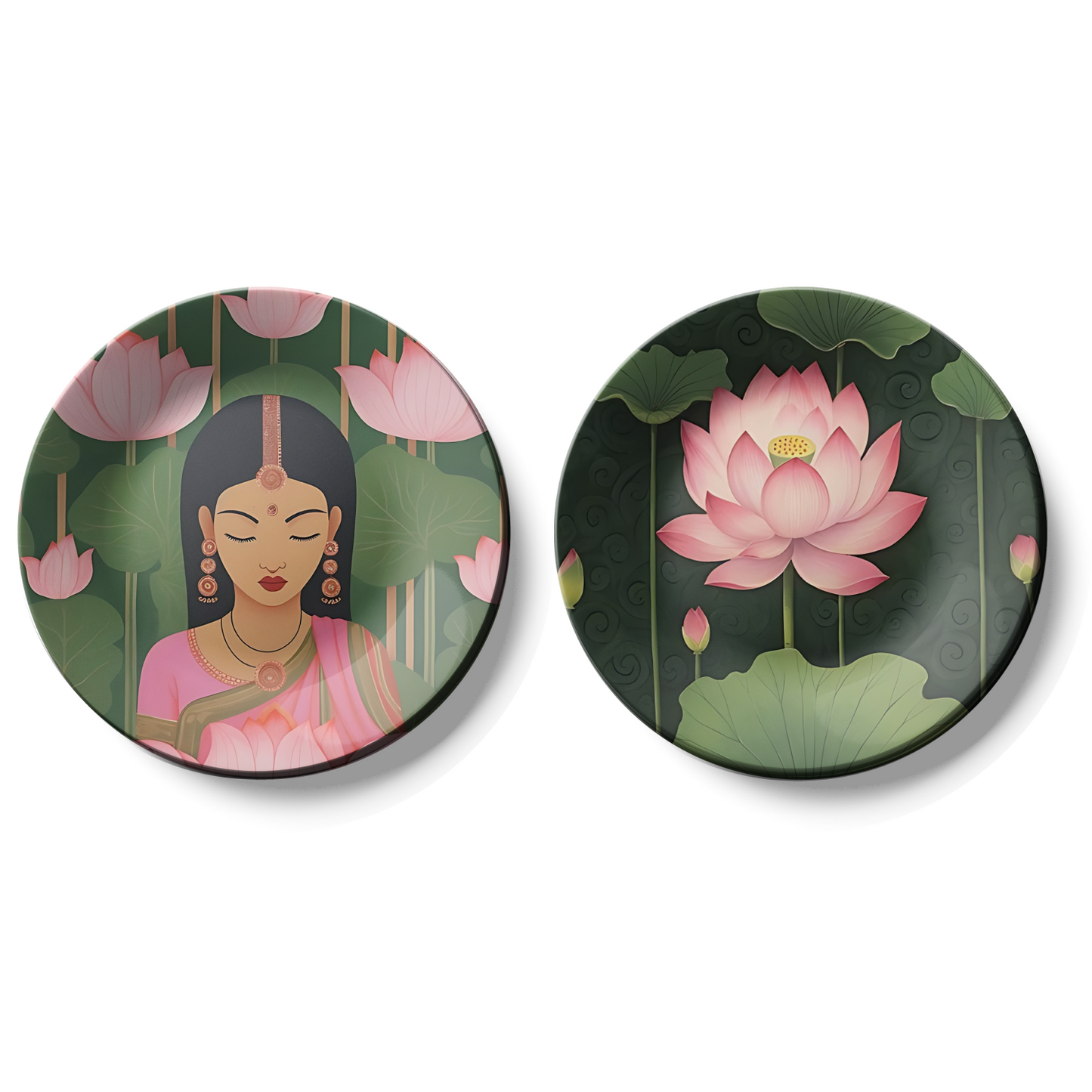 Set of 2 Pink Lotus Wall Plates Home Décor