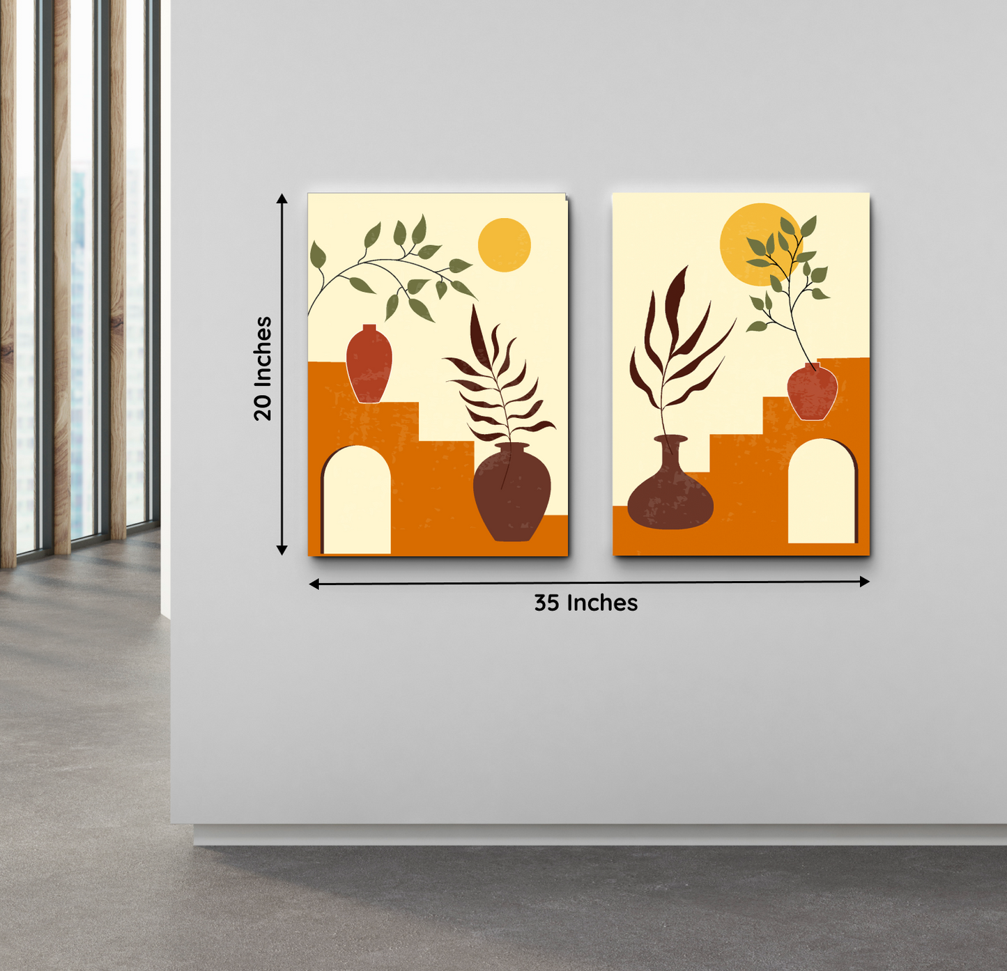 Botanical Boho Wood Print Wall Art Set of 2