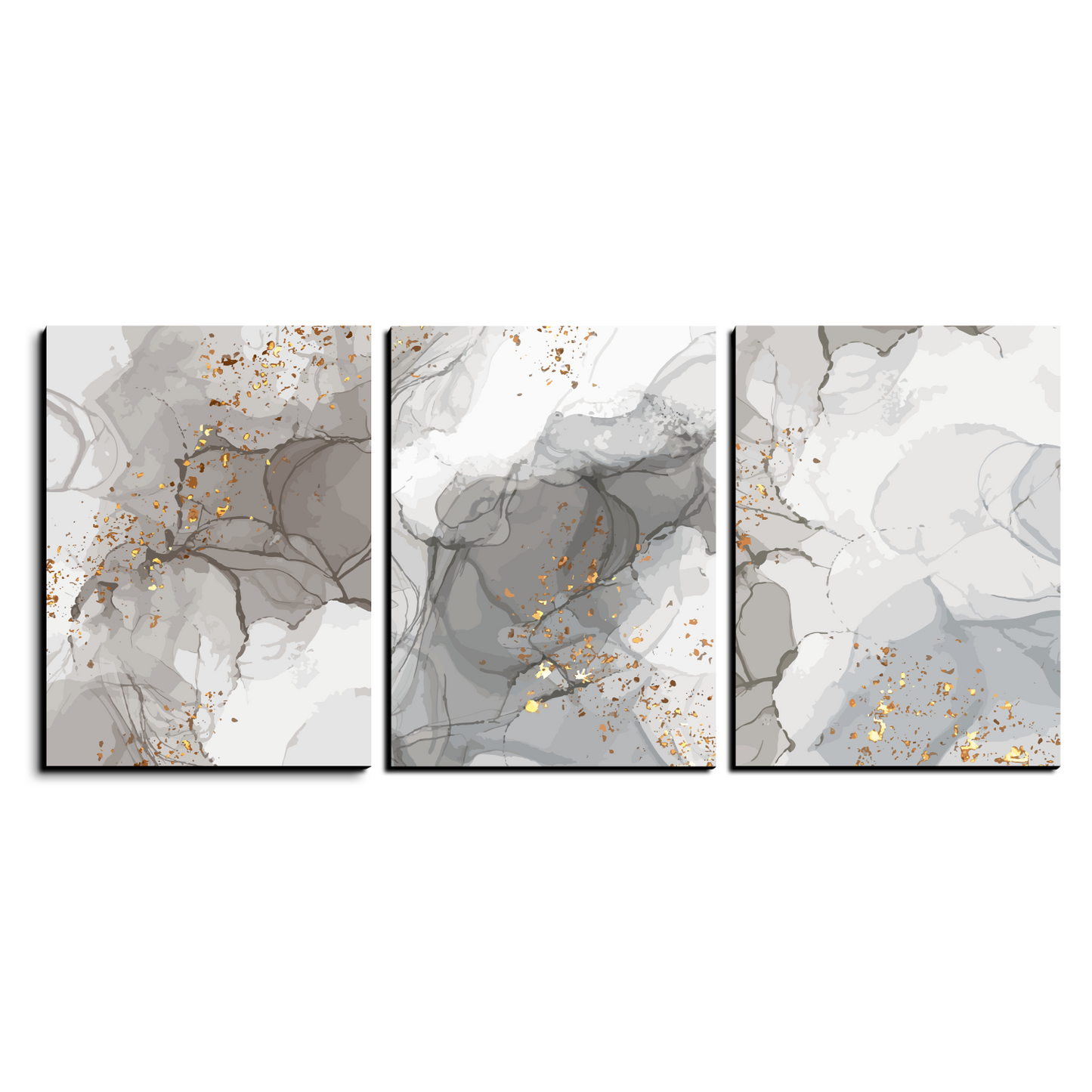 Abstract Grey Wood Print Wall Art Set of 3