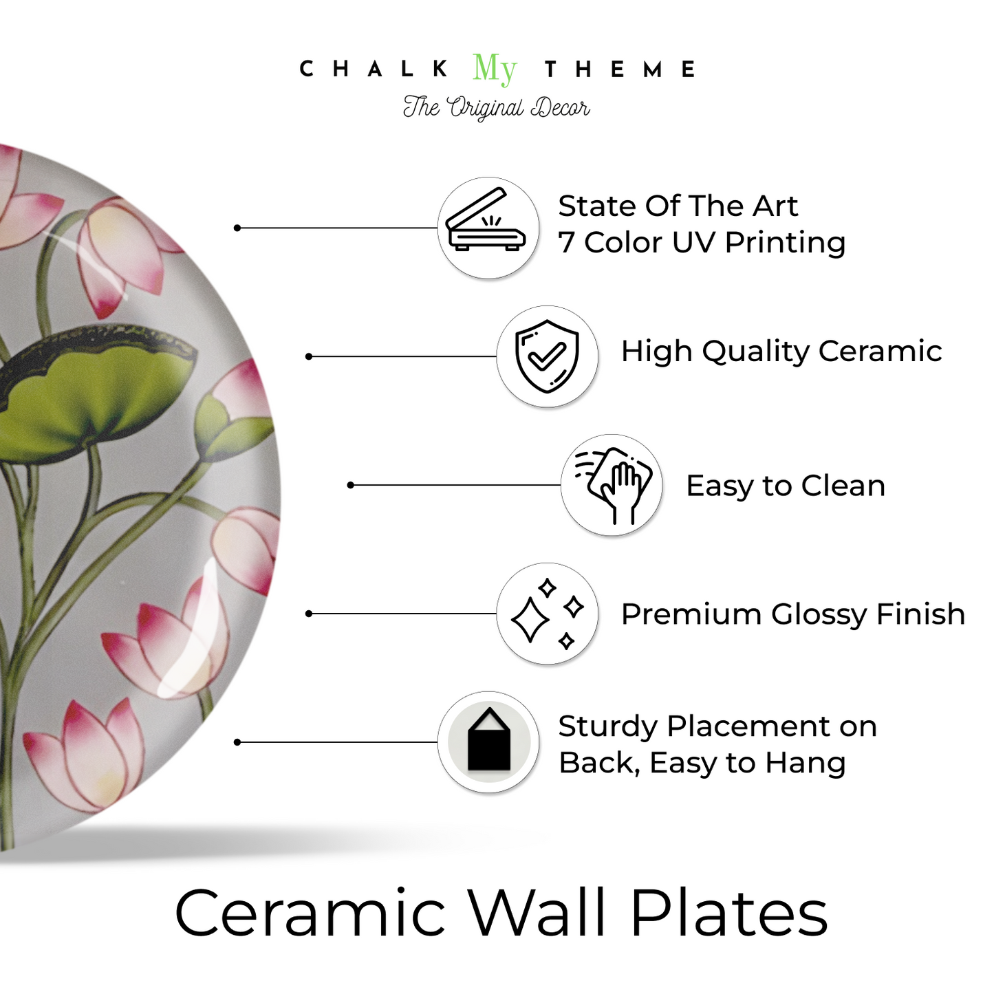 decorative pink lotus wall plate art