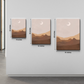 Moon Phase Abstract Boho Wood Print Wall Art Set of 3