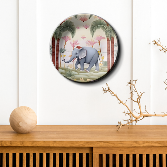 Elephant in garden decorative plates to hang on wall
