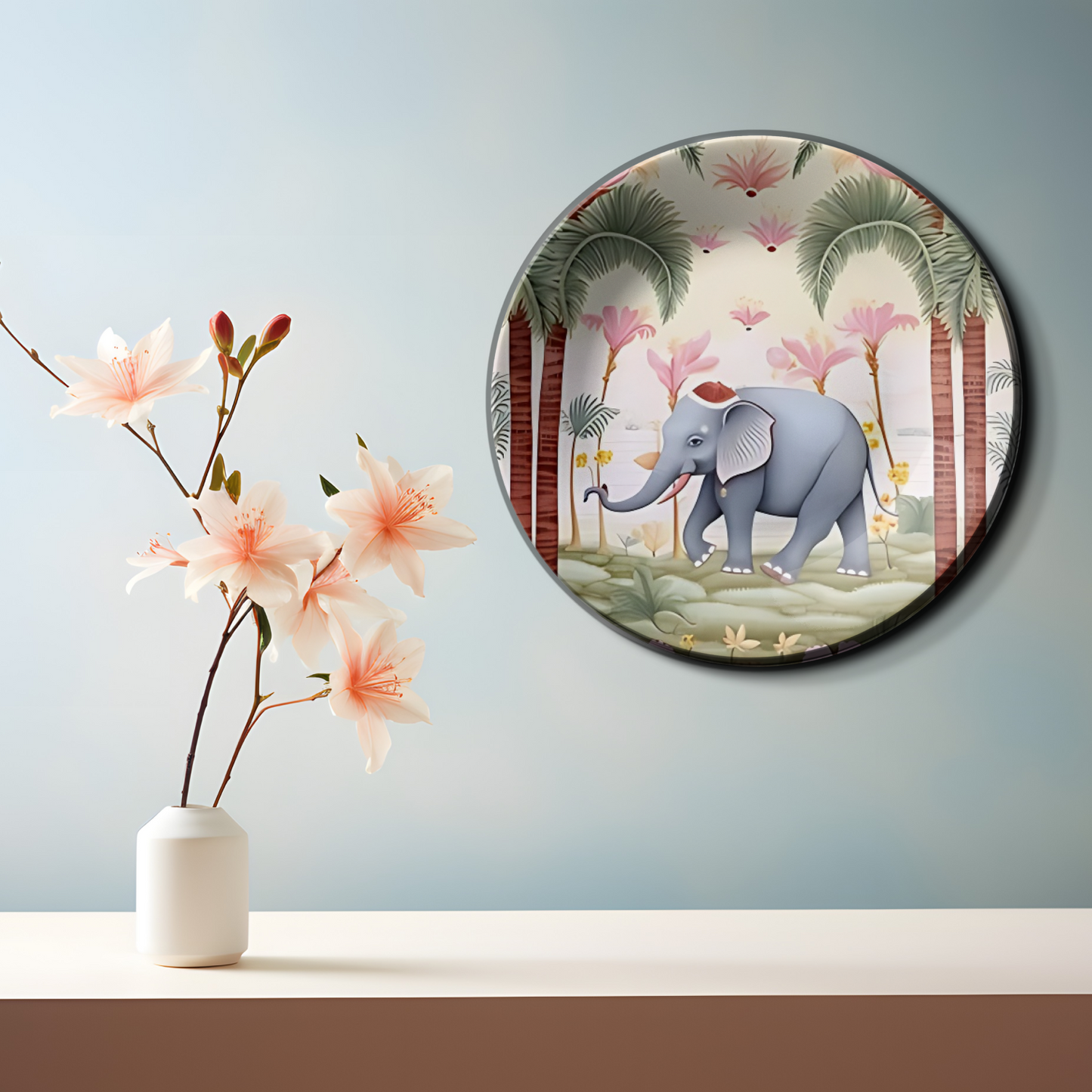 Elephant In Garden Wall Plate Décor