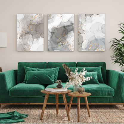 Abstract Grey Wood Print Wall Art Set of 3