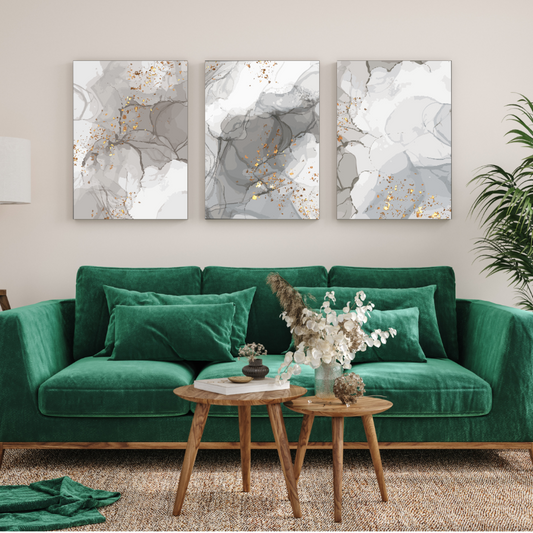 Abstract Grey Wood Print Wall Art Set of 3