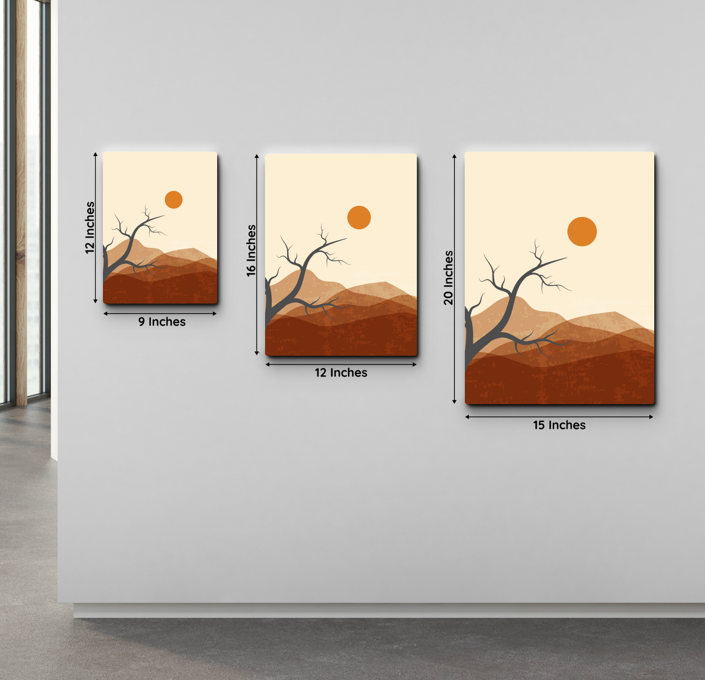 Sunset and Sunrise Boho Wood Print Wall Art Set of 2