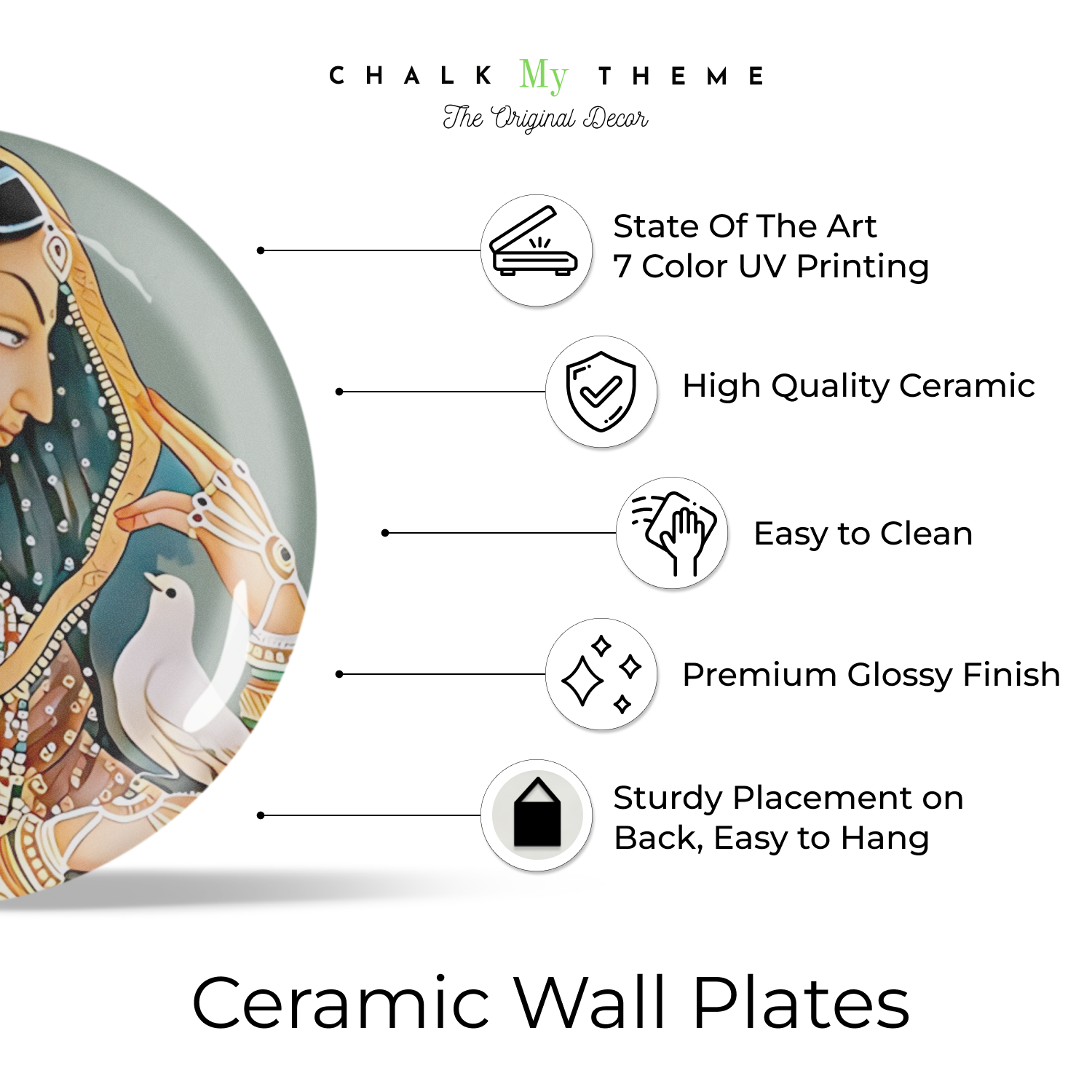 Indian queen portrait decorative plates design