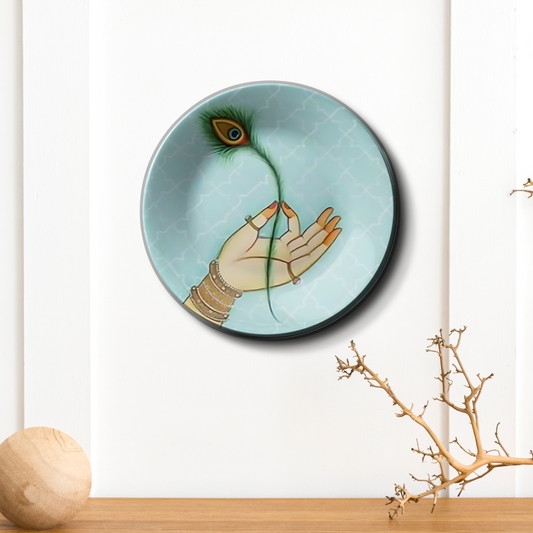  Peacock feather ceramic wall hanging plates