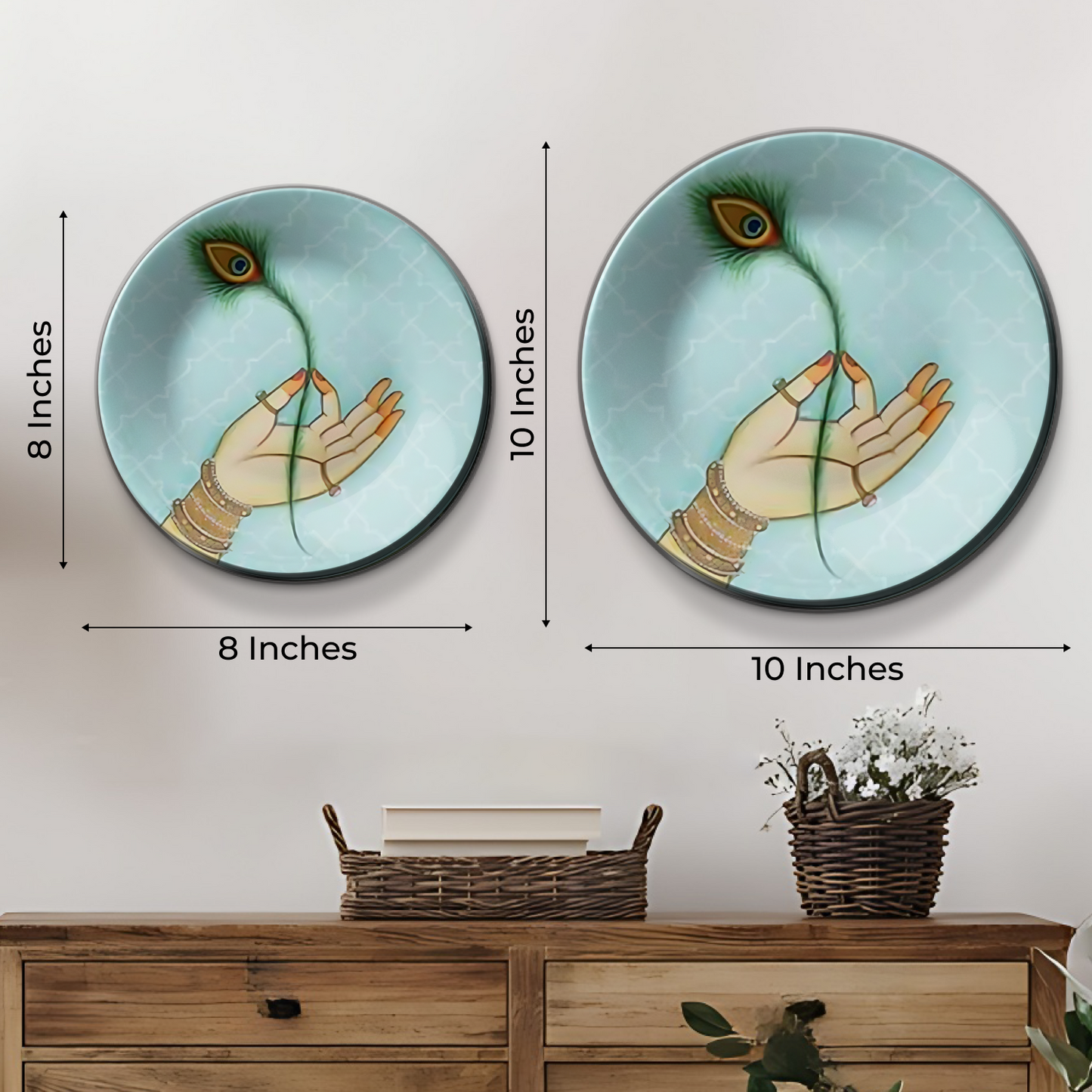 Peacock Feather Wall Plate Décor