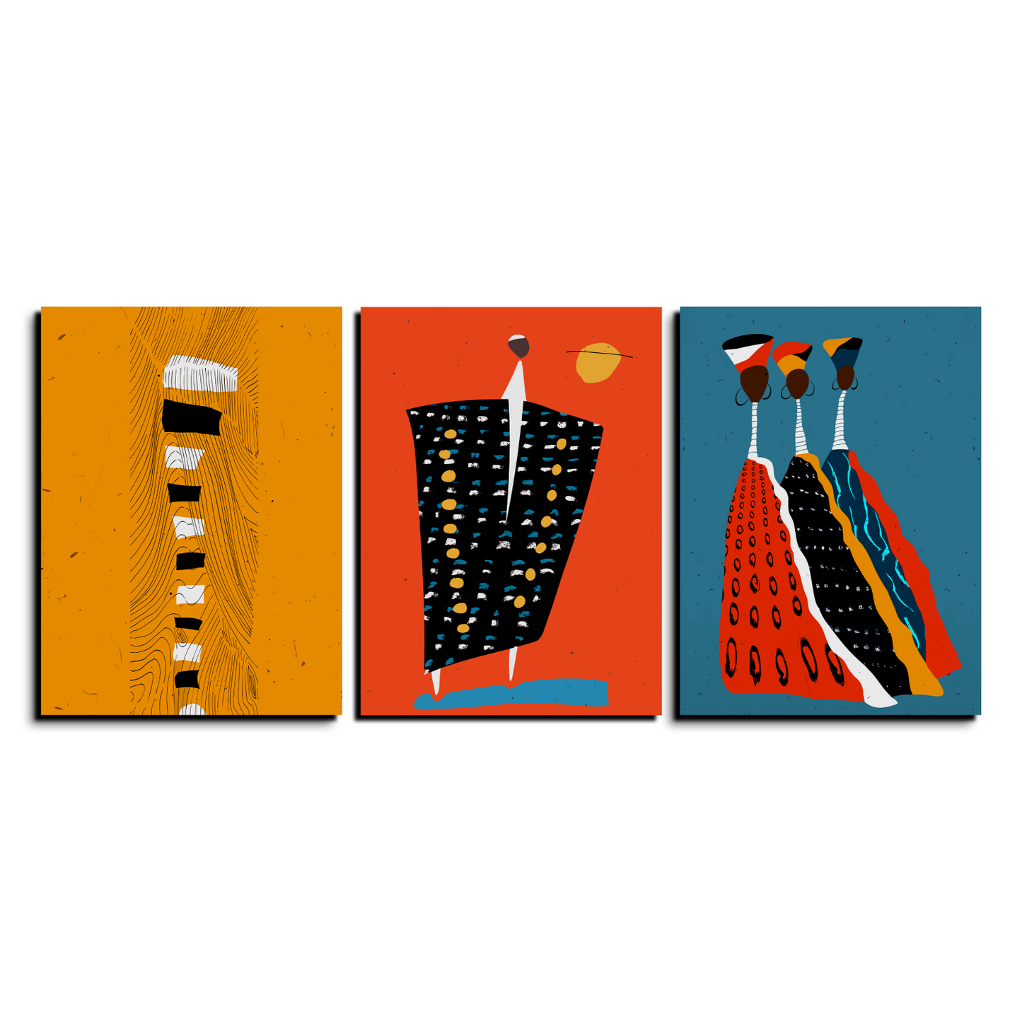 African Theme Wood Print Wall Art Set of 3