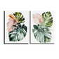 Tropical Leaf Wood Print Wall Art Set of 2