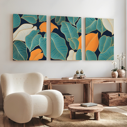 Colorful Abstract Wood Print Wall Art Set of 3