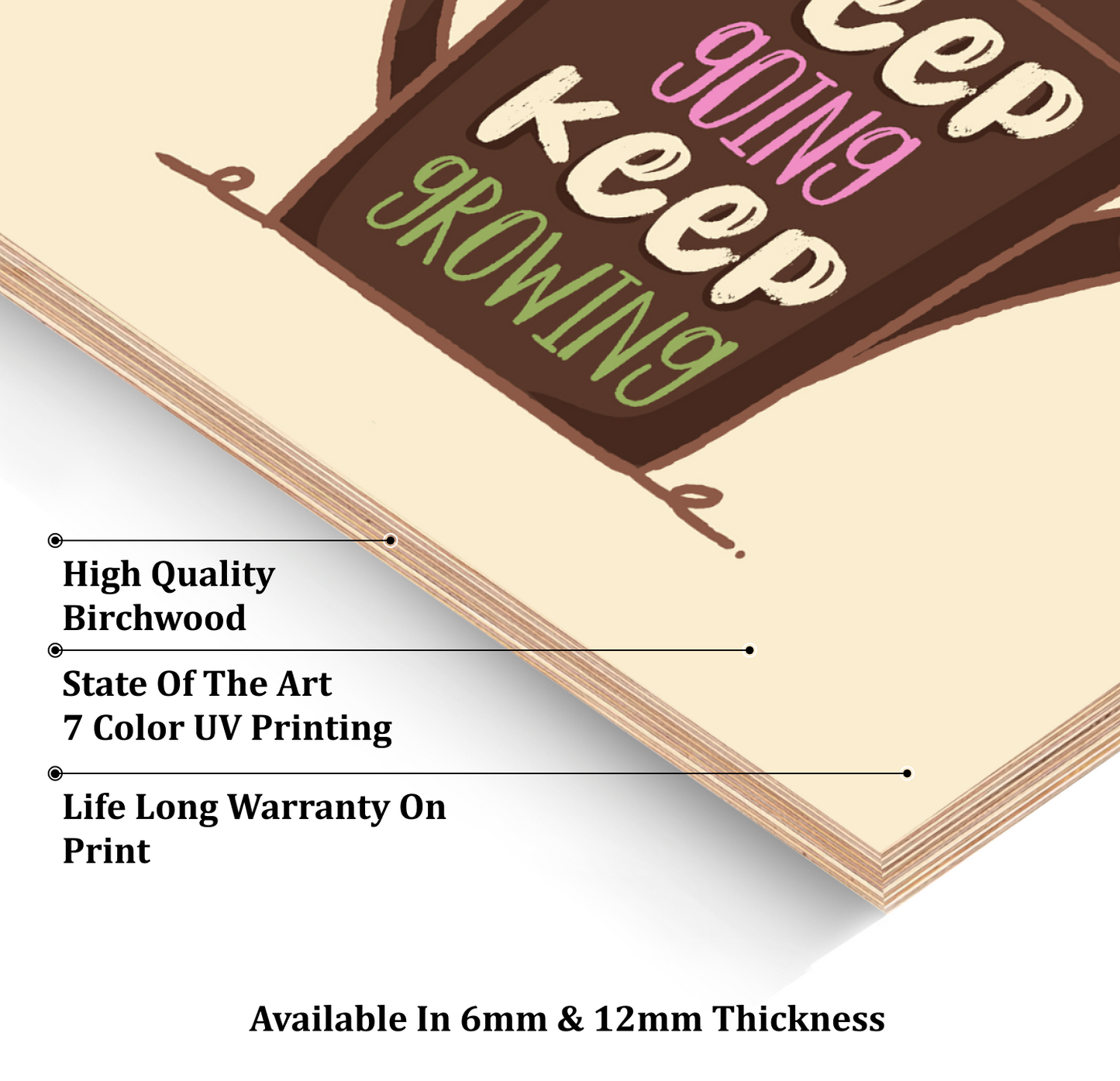 Keep Going Keep Growing Botanical Wood Print Wall Art