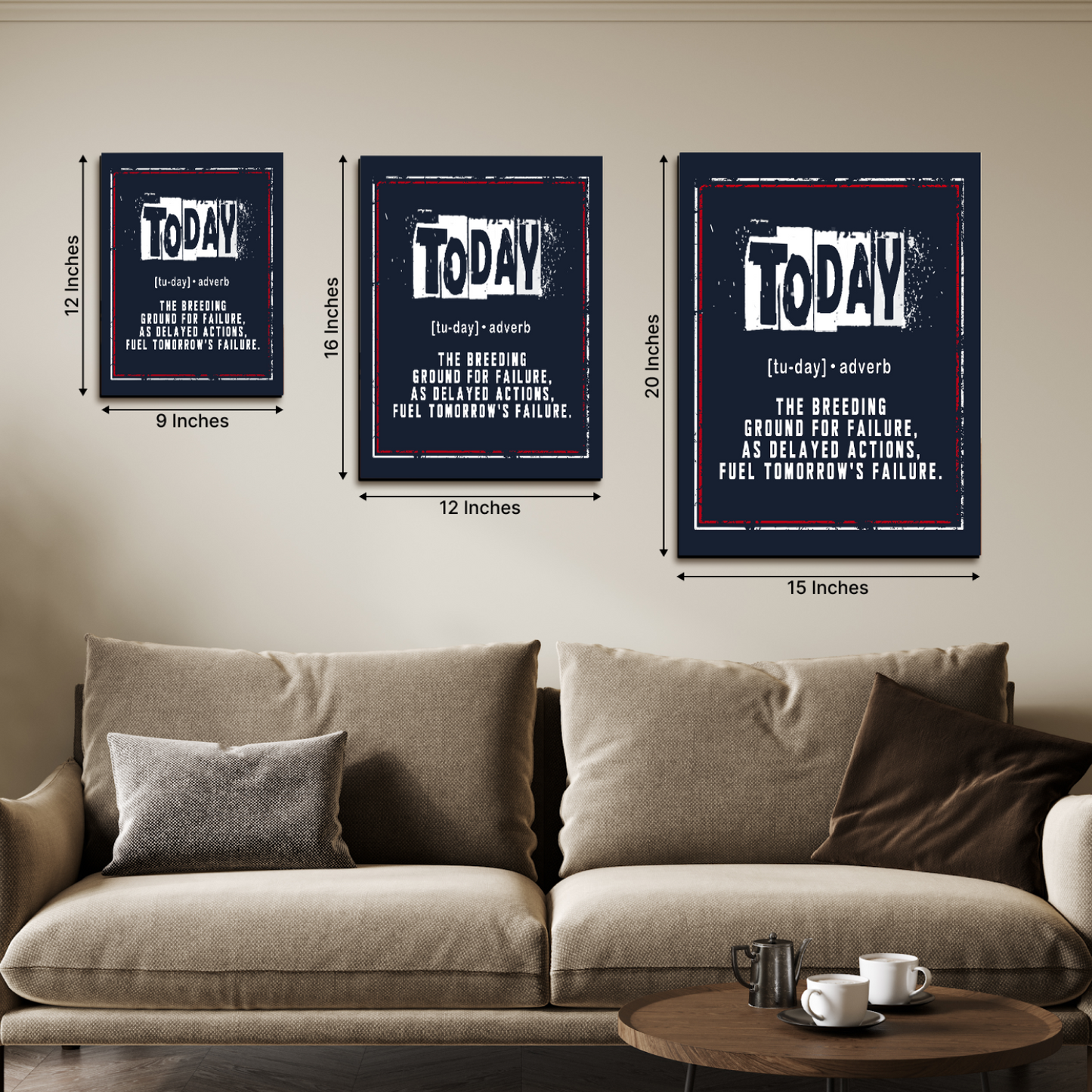 Self Motivational Inspired Quotes Wood Print Wall Art Set of 3