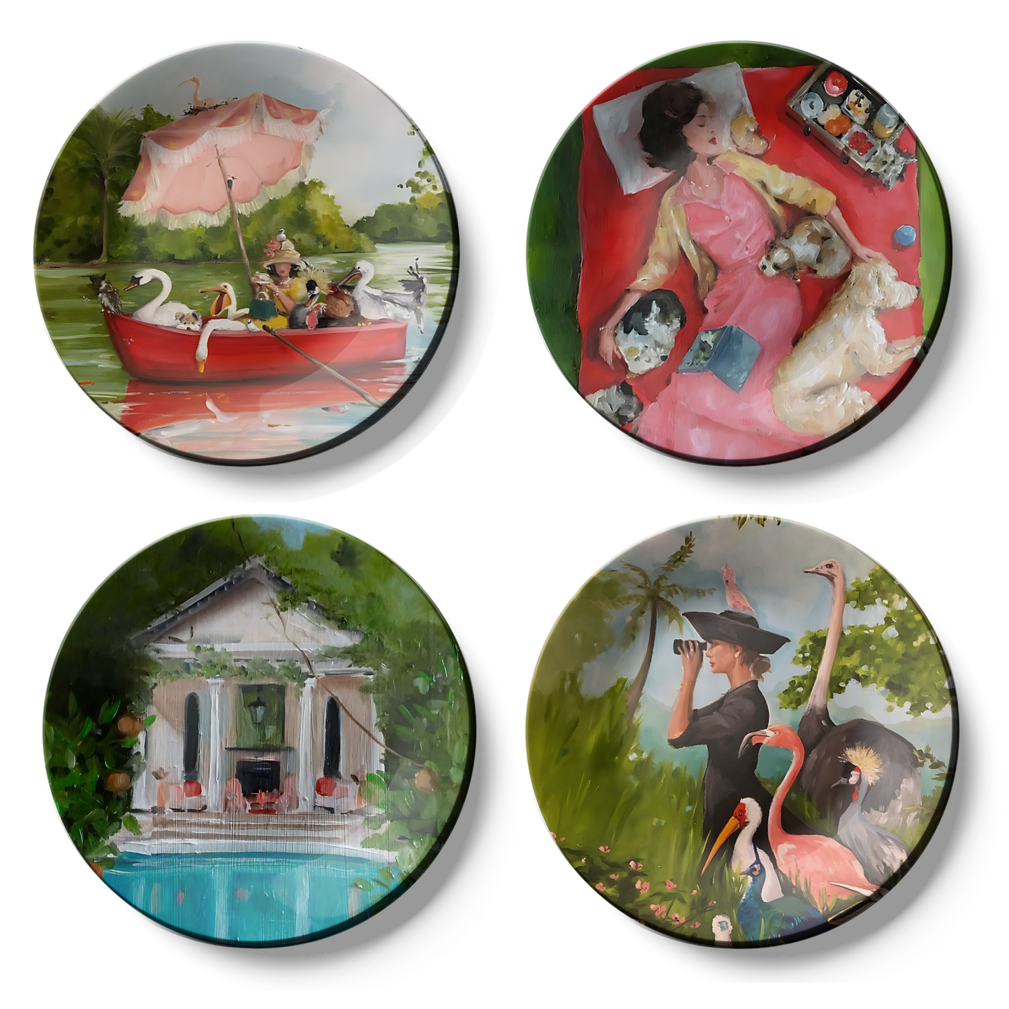 Set of 4 Home and Nature Wall Plates Home Décor