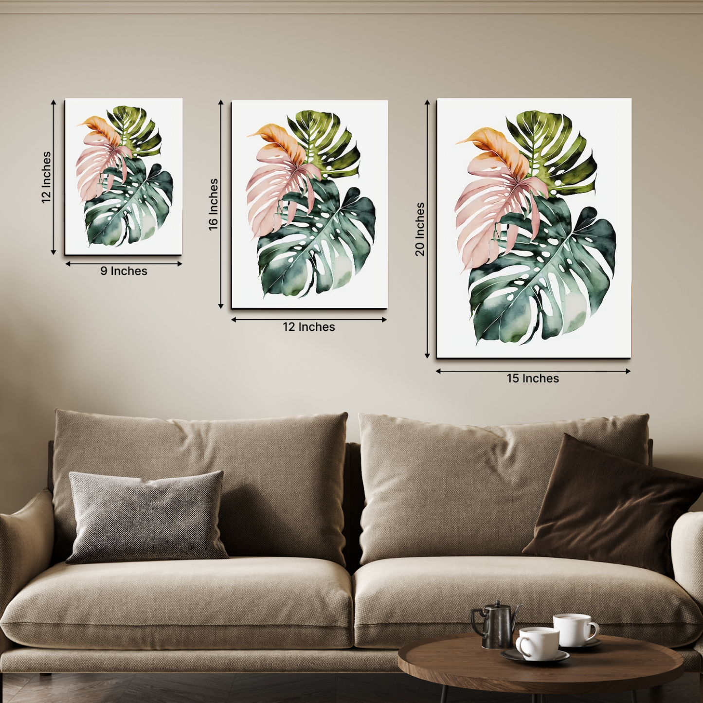 Tropical Leaf Wood Print Wall Art Set of 2