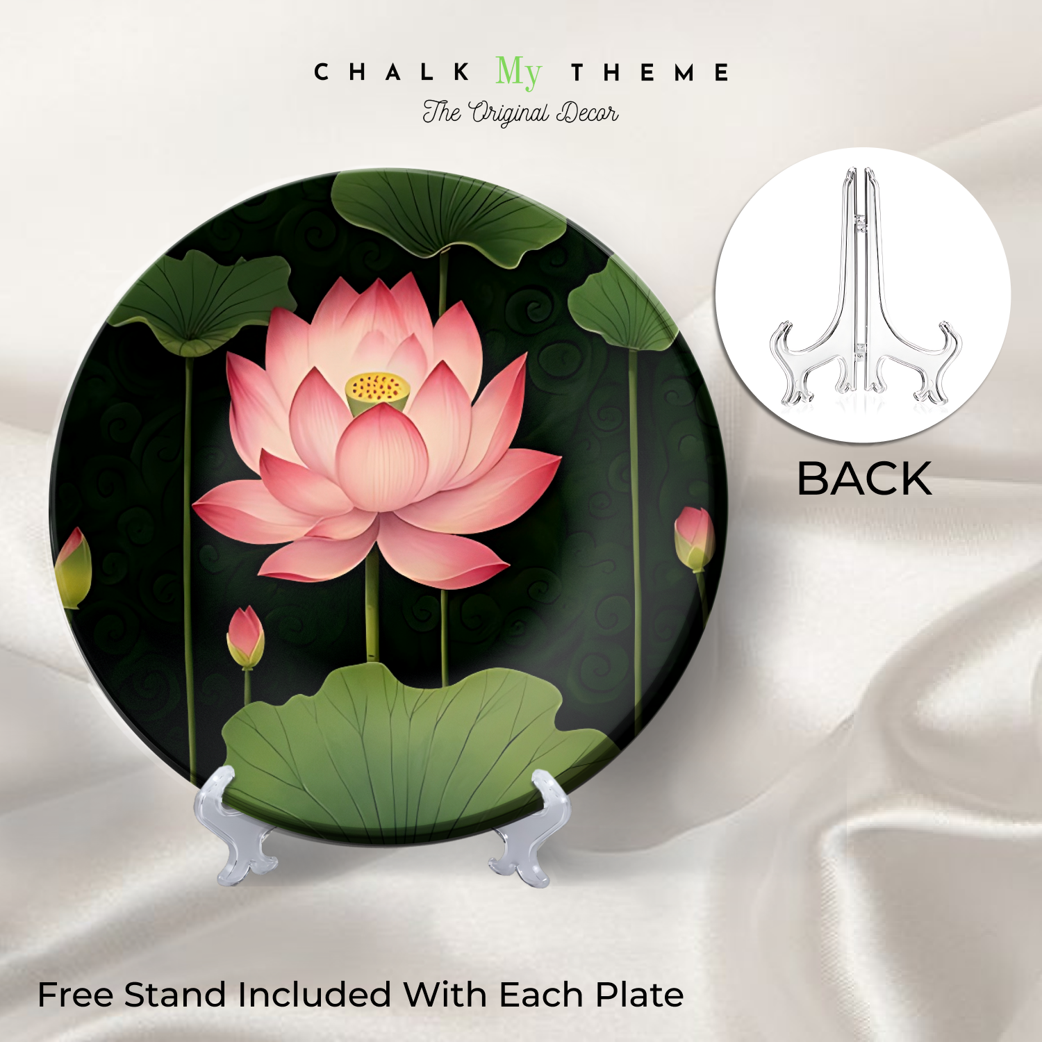 Elegant Floral Décor Collection set of 3 pink lotus hanging wall plates