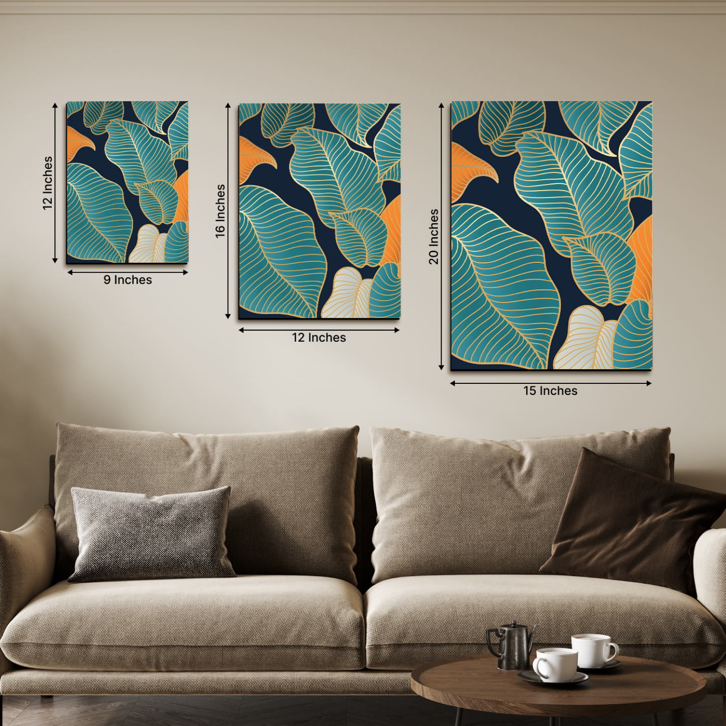 Colorful Abstract Wood Print Wall Art Set of 3