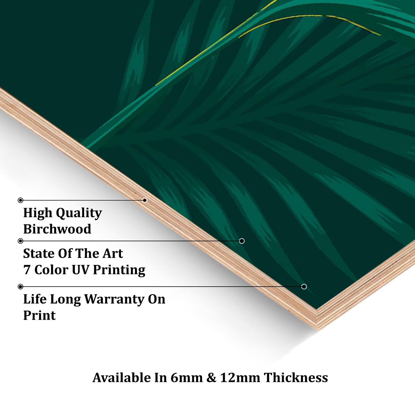 Green Leaf Wood Print Wall Art Set of 3