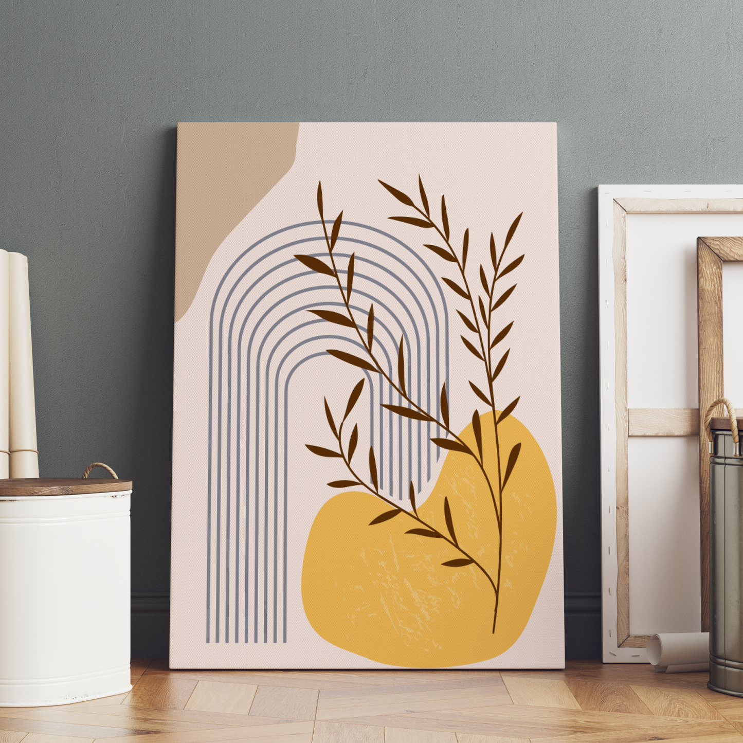 Botanical Boho Beige Wood Print Wall Art